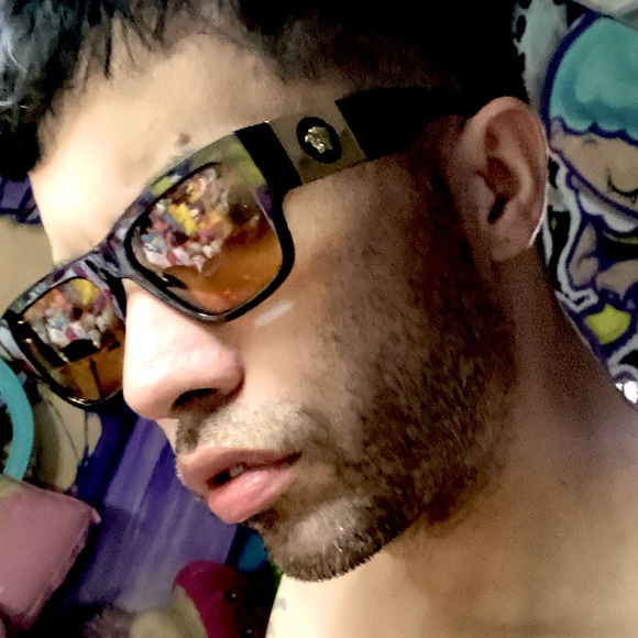 Versace Glasses Tinted Yellow/gold black frame and Gold logo mid size frame - Picture 1 of 1